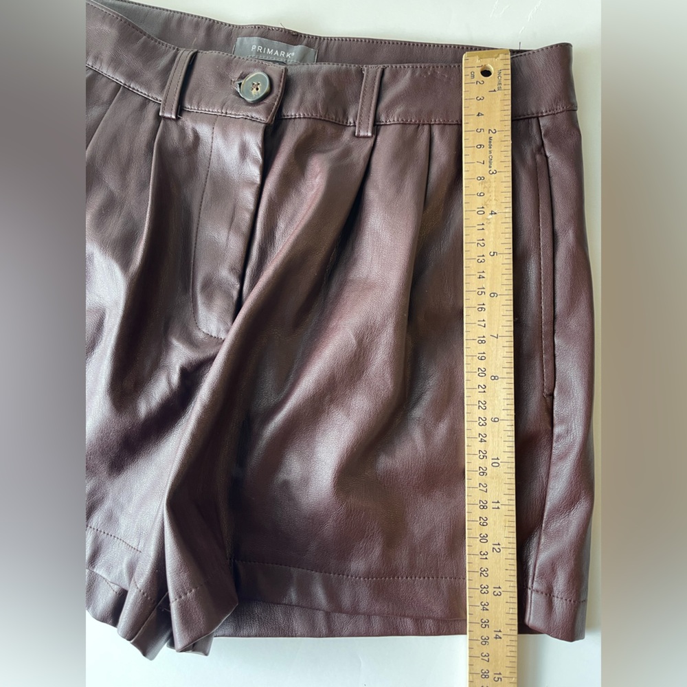 Chocolate Brown Faux Leather Shorts 8 - Picture 8 of 10